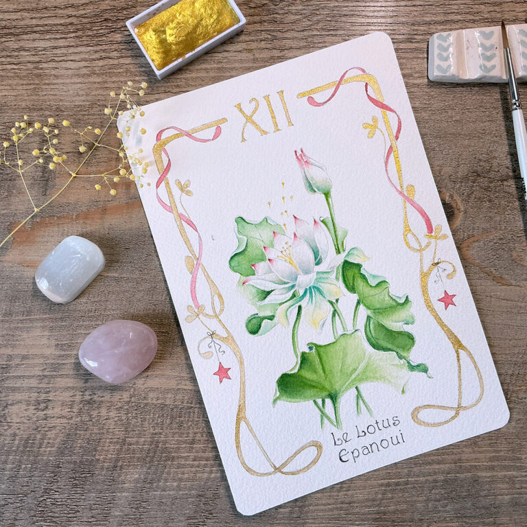Carte 12 Le Lotus Epanoui Formation Oracle Virginie Lucas Vinnylu Création