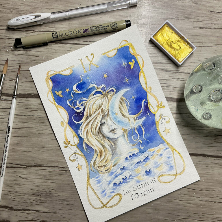 Carte 9 La Lune et L'Océan Formation Oracle Virginie Lucas Vinnylu Création